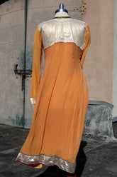 Vtg 70s Indian Metallic Embroidered Dress